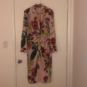 Button down flowered shirt dress